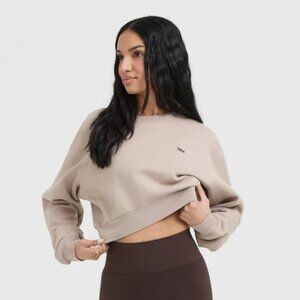 NWOT FOUNDATIONS CROP SWEATSHIRT - Mushroom Brown sz Medium